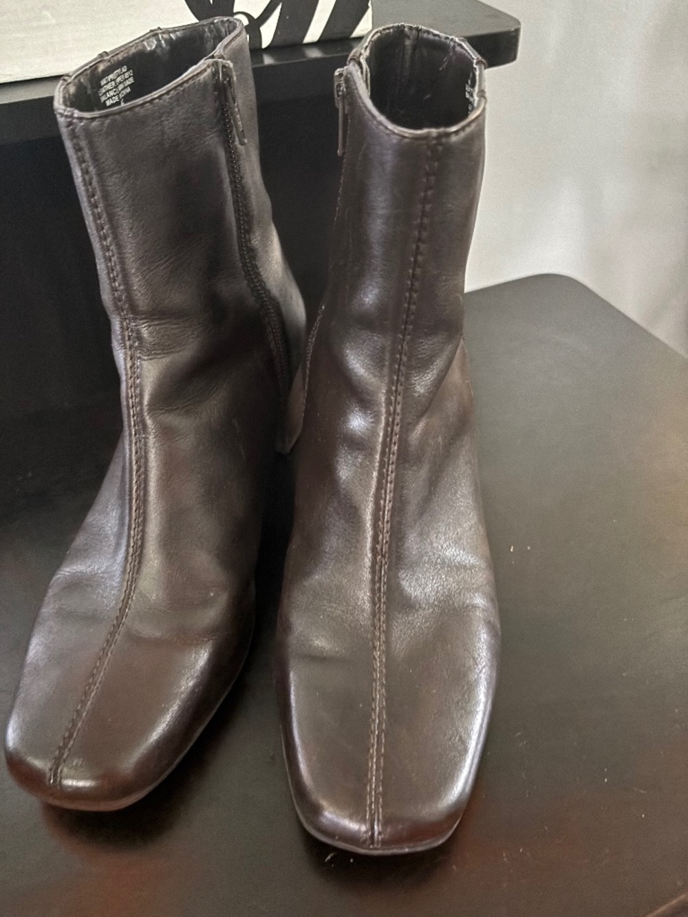 Nine West PrettyLad Ankle Boots Dark Brown Leather Size 8M